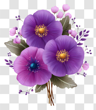 Purple Flowers Art - Purple Flower Bouquet Transparent PNG
