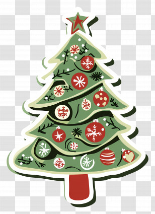 Xmas - Festive Christmas Tree With Ornaments Transparent PNG