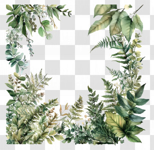 Forest Frame - Greenery Frame With Botanical Elements Transparent PNG