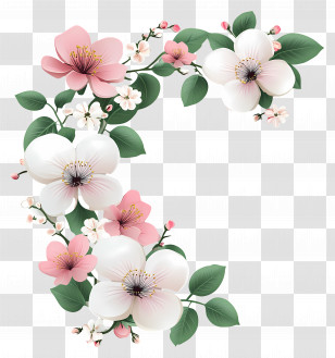 Flower Banner - Floral Corner Decoration Transparent PNG