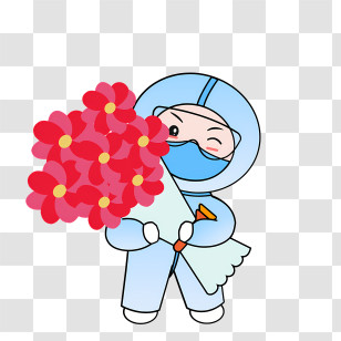 Surgical Mask - Person In Suit Holding Flowers Transparent PNG