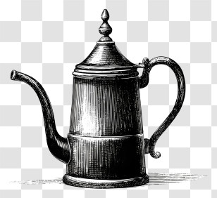 Silver Coffee Kettle - Vintage Metal Coffee Pot Transparent PNG