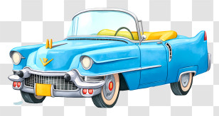 Cadillac - Vintage Blue Convertible Car Transparent PNG