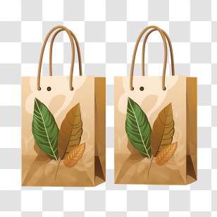 Kraft Paper Bag - Eco-Friendly Paper Bags With Leaves Transparent PNG