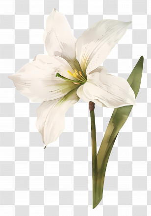 Lily Flower - White Lily Flower Botanical Illustration Transparent PNG