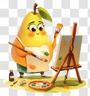 Cartoon Pear Painting - Creative Pear Painting Art Transparent PNG