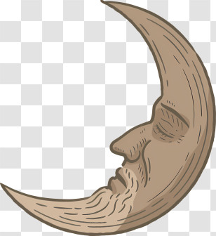 Icon - Vintage Crescent Moon Illustration Transparent PNG