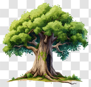 Watercolor Big Tree - Illustration Of A Large Oak Tree Transparent PNG