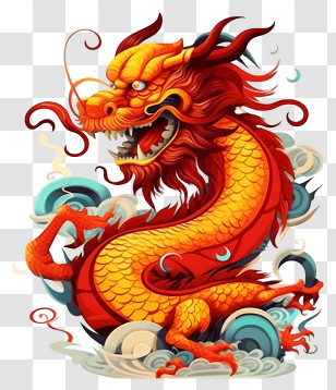 Dragon - Red Chinese Mythical Dragon Art Transparent PNG