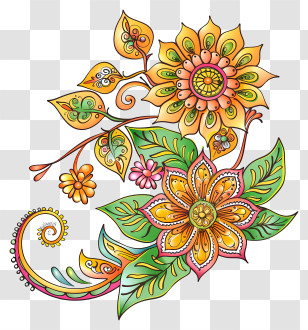Mehndi Design Flower - Colorful Floral Design Illustration Transparent PNG