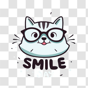 World Smile Day - Cat With Glasses For Smile Transparent PNG