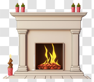 Fireplace - Decorative Fireplace With Burning Flames Transparent PNG