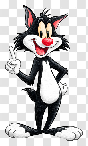 Sylvester The Cat - Playful Black Cartoon Cat Transparent PNG