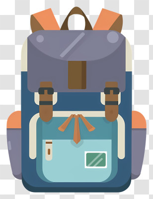 Blue And Brown Backpack - Colorful Backpack With Multiple Pockets Transparent PNG