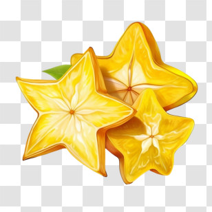 Starfruit - Fresh Yellow Star Fruit Illustration Transparent PNG
