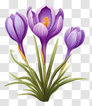 Purple Crocuses - Purple Crocus Flowers Illustration Transparent PNG