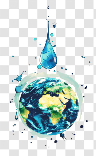 World Water Day - Water Droplet And Earth Illustration For Environmental Awareness Transparent PNG
