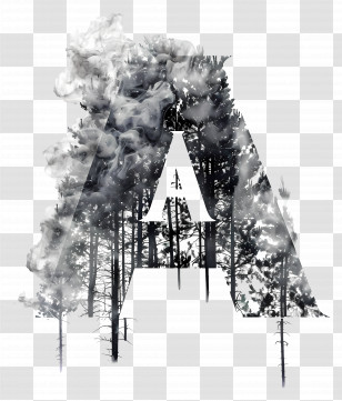 Letter A - Artistic Letter A With Forest And Smoke Transparent PNG