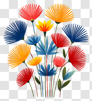 Colorful Fireworks - Colorful Garden Flowers Transparent PNG