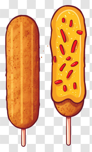 Ice Cream Pops - Corn Dogs With Mustard And Toppings Transparent PNG
