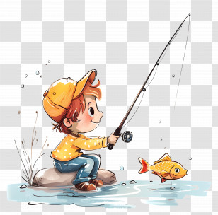 Go Fishing Day - Boy Fishing With A Rod Transparent PNG