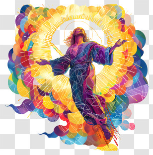 Ascension Day - Colorful Angel With Halo Transparent PNG