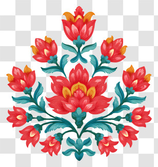 Indian Ornament - Red Floral Pattern Design Transparent PNG