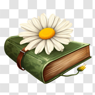 National Dictionary Day - Elegant Daisy Placed On A Vintage Book Transparent PNG