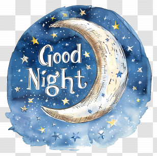 Good Night - Good Night Moon And Stars Illustration For Bedtime Messages Transparent PNG