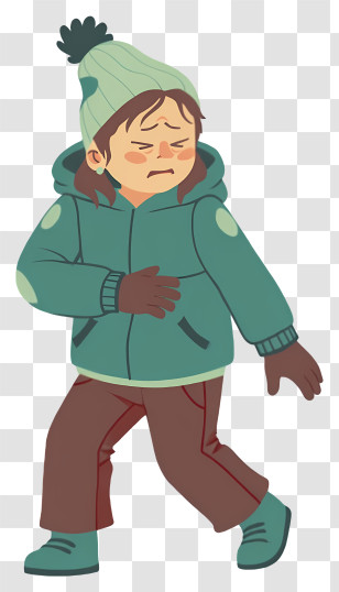 Freezing Boy - Cold Child In Winter Clothing Illustration Transparent PNG