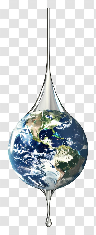 World Water Day - Earth Represented As Shiny Water Droplet Transparent PNG