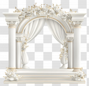 Wedding Stage - Elegant Wedding Arch With Floral Design Transparent PNG