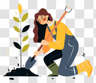 Woman Planting Trees - Woman Gardening With A Shovel Transparent PNG