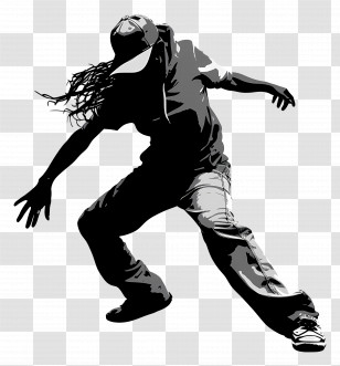 Street Dancer Silhouette - Stylized Hip Hop Dancer Silhouette Transparent PNG