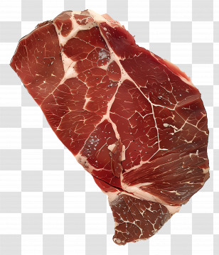 Meat Slice - Slice Of Red Raw Meat With Marbled Texture Transparent PNG