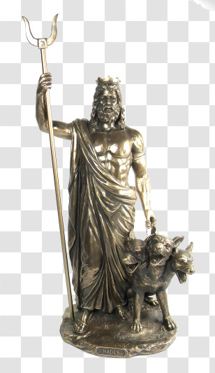 Ancient Greek - Hades With Cerberus Detailed Statue Artwork Transparent PNG