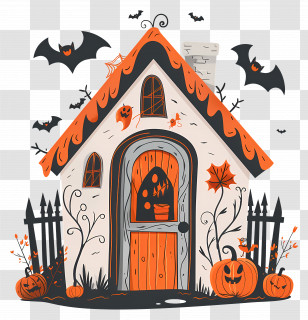 Spooky Halloween Door - Spooky Halloween Cartoon House Transparent PNG
