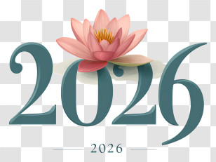 2026 Lotus - 2026 With Flower Decoration Transparent PNG