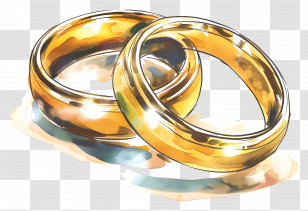 Wedding Ring - Illustration Of Gold Wedding Rings Transparent PNG