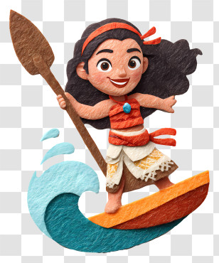 Disney Moana - Girl On Surfboard With Paddle Transparent PNG
