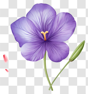 Purple Flower - Purple Flower With Bud Illustration Transparent PNG