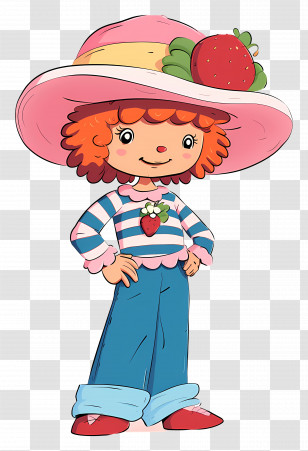 Strawberry Shortcake - Strawberry Girl In Striped Outfit Transparent PNG