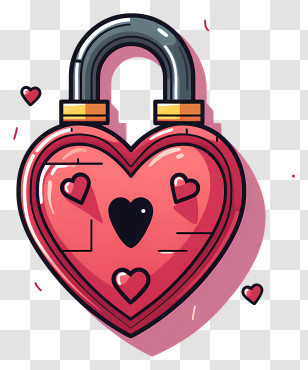 Key - Heart-Shaped Padlock Illustration Transparent PNG