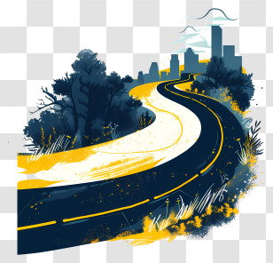 Cartoon Road - Artistic Sketch Of City Road Transparent PNG