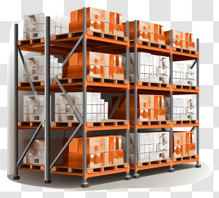 Warehouse Racks - Organized Warehouse Shelves With Boxes Transparent PNG