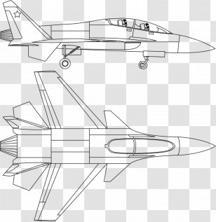 Sukhoi S-54 Su-27 Aircraft Airplane Su-31 - Black And White - Sketch Transparent PNG