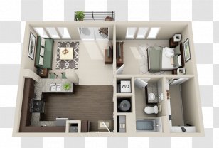 Studio Apartment House Plan Basement - Furniture Placed Transparent PNG