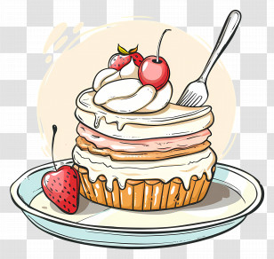 Dessert - Delicious Cupcake With Strawberries Transparent PNG