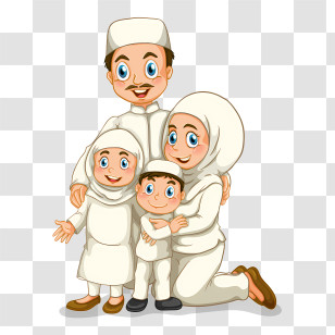 Muslim - Happy Muslim Family Illustration Transparent PNG