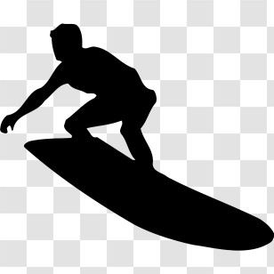 Sports - Silhouette Of A Surfer Riding A Wave Transparent PNG
